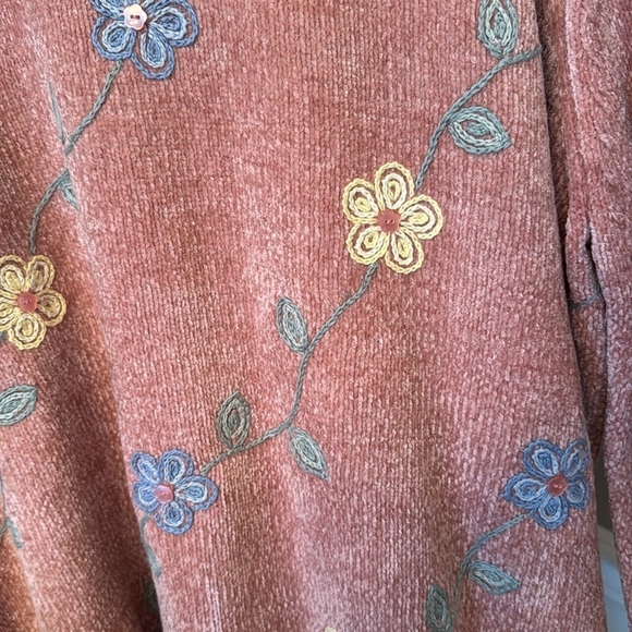 Alfred Dunner size 3X collared floral sweater in rose - Picture 5 of 5